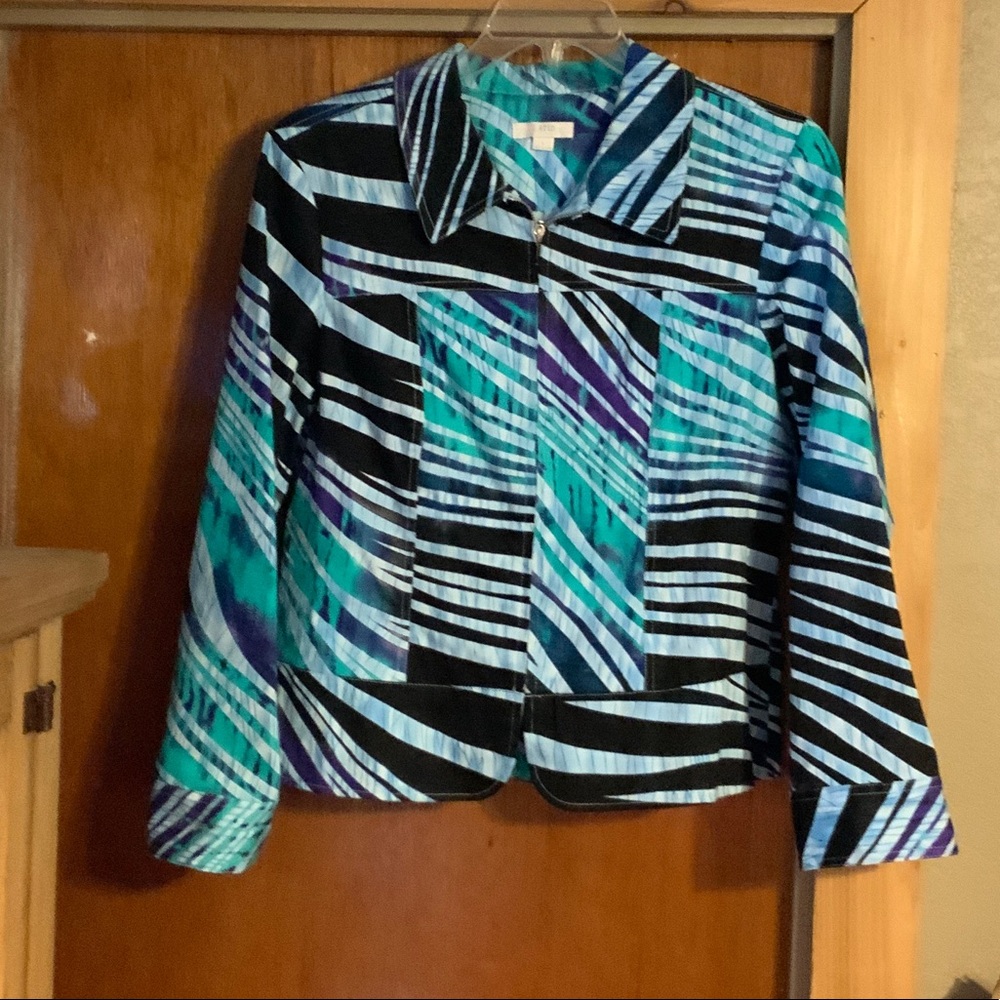 Erin London Blue and Purple Striped Blazer
